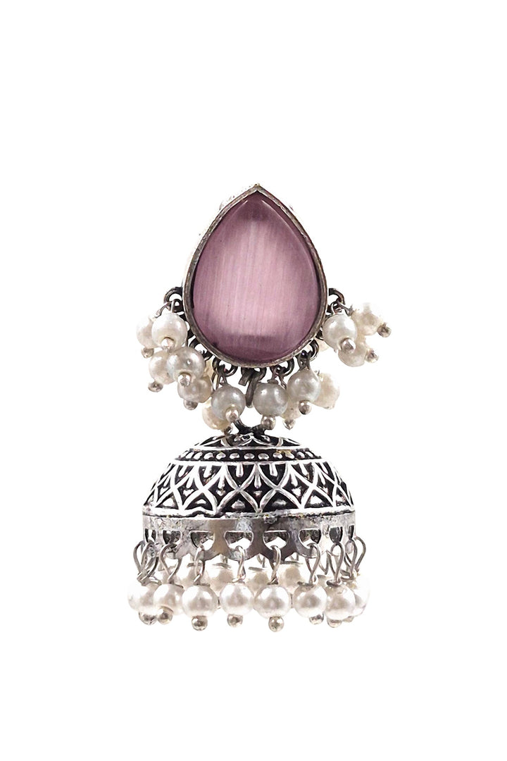 Moon Jhumka Stone Earrings