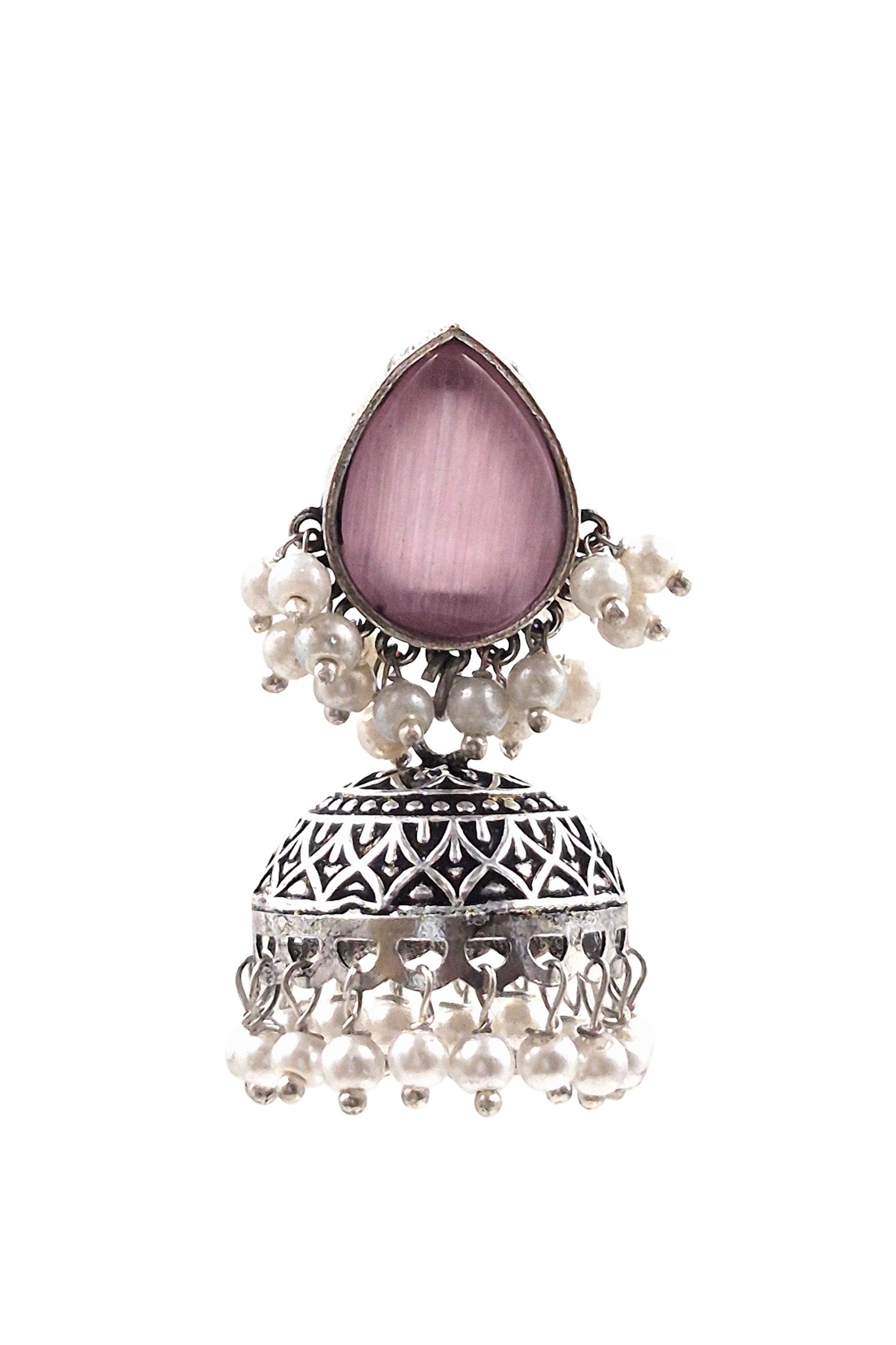 MOON OXIDISED JHUMKA EARRINGS