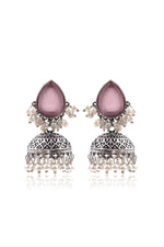 Load image into Gallery viewer, Moon Jhumka Stone Earrings