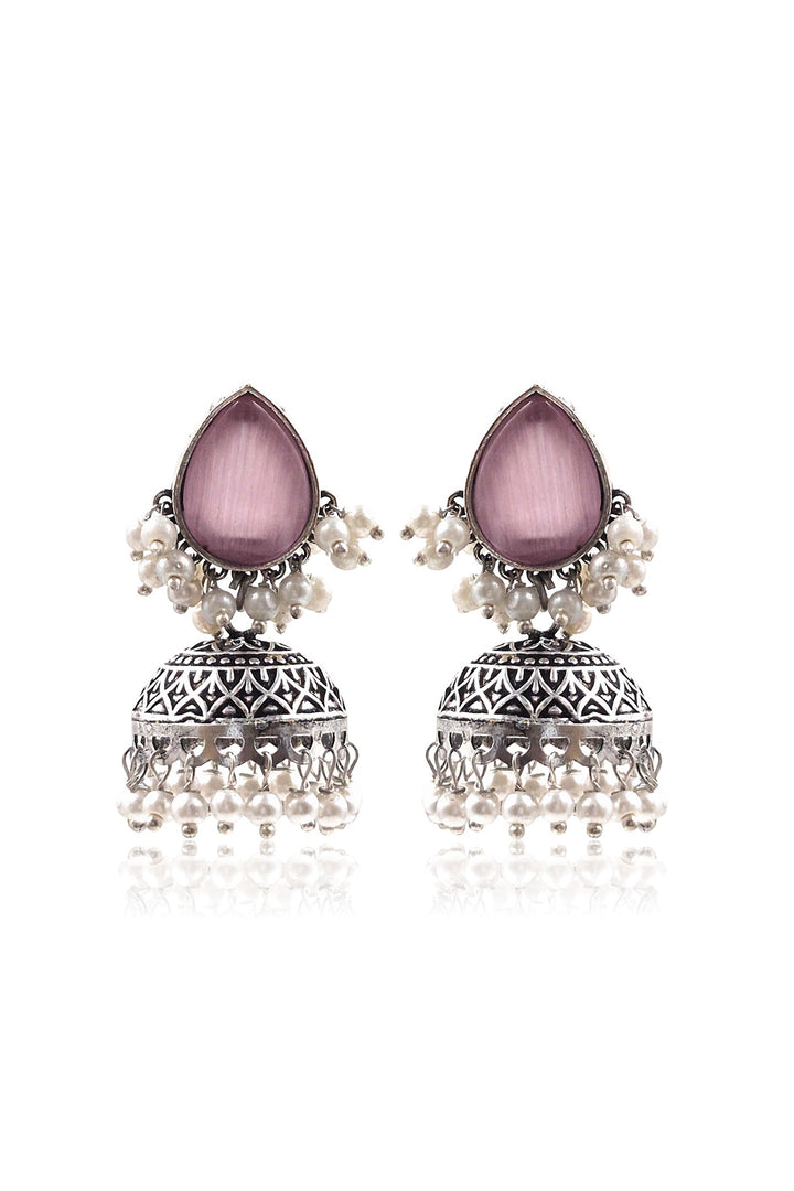 Moon Jhumka Stone Earrings