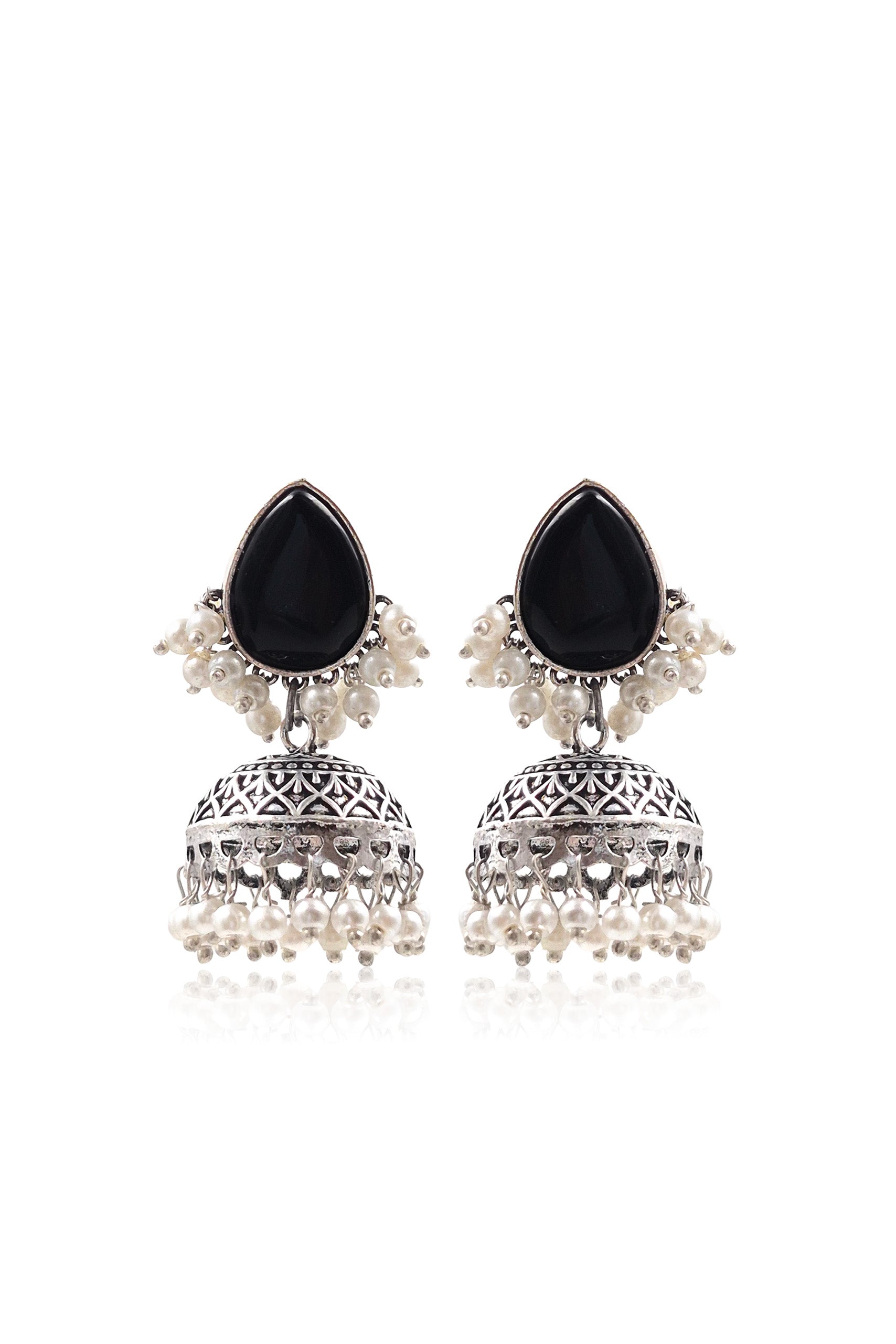 MOON OXIDISED JHUMKA EARRINGS