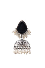 Load image into Gallery viewer, Moon Jhumka Stone Earrings