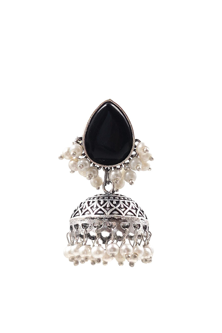 Moon Jhumka Stone Earrings