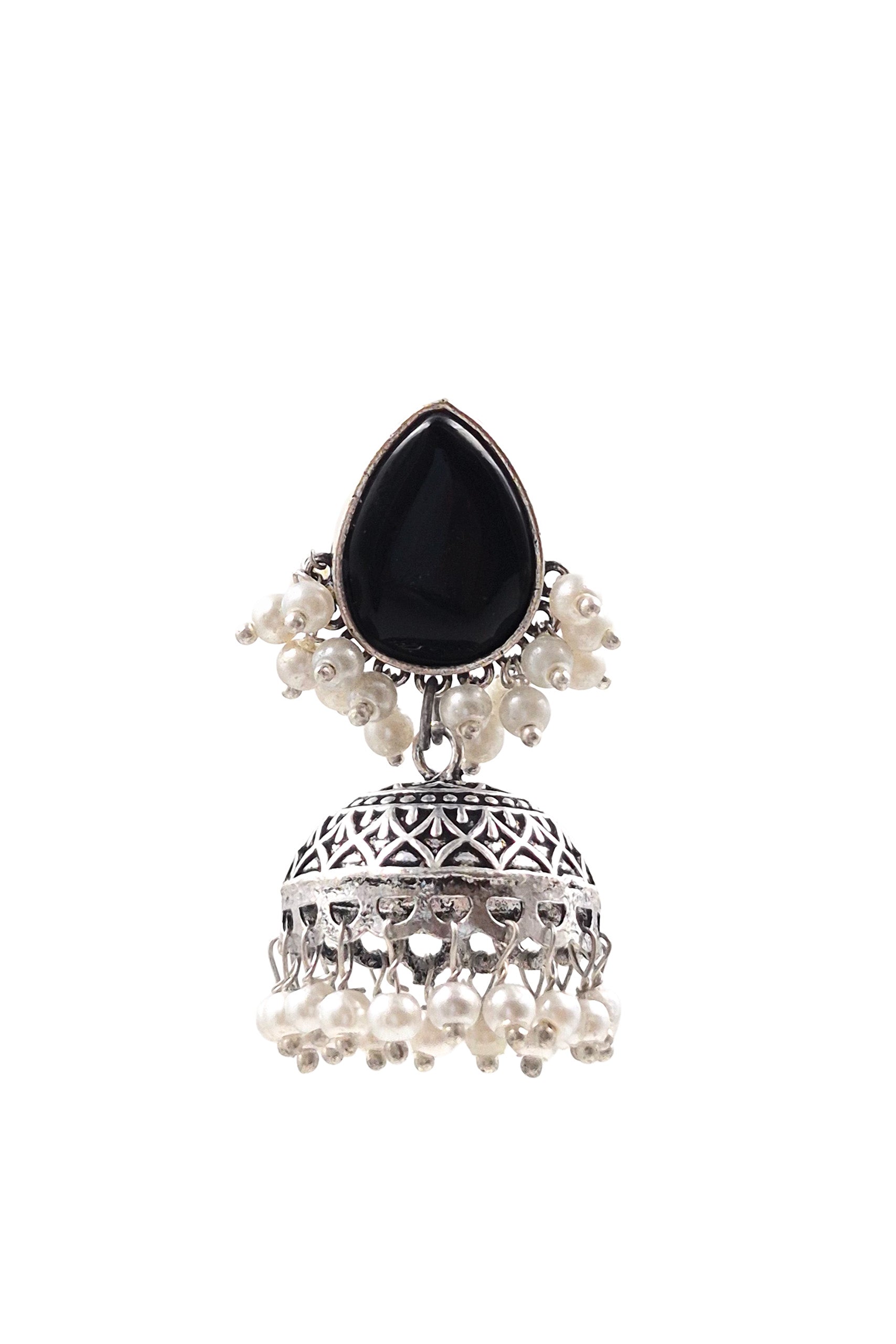 MOON OXIDISED JHUMKA EARRINGS