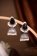 Load image into Gallery viewer, Moon Jhumka Stone Earrings