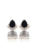 Load image into Gallery viewer, Moon Jhumka Stone Earrings