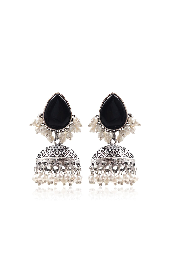 Moon Jhumka Stone Earrings