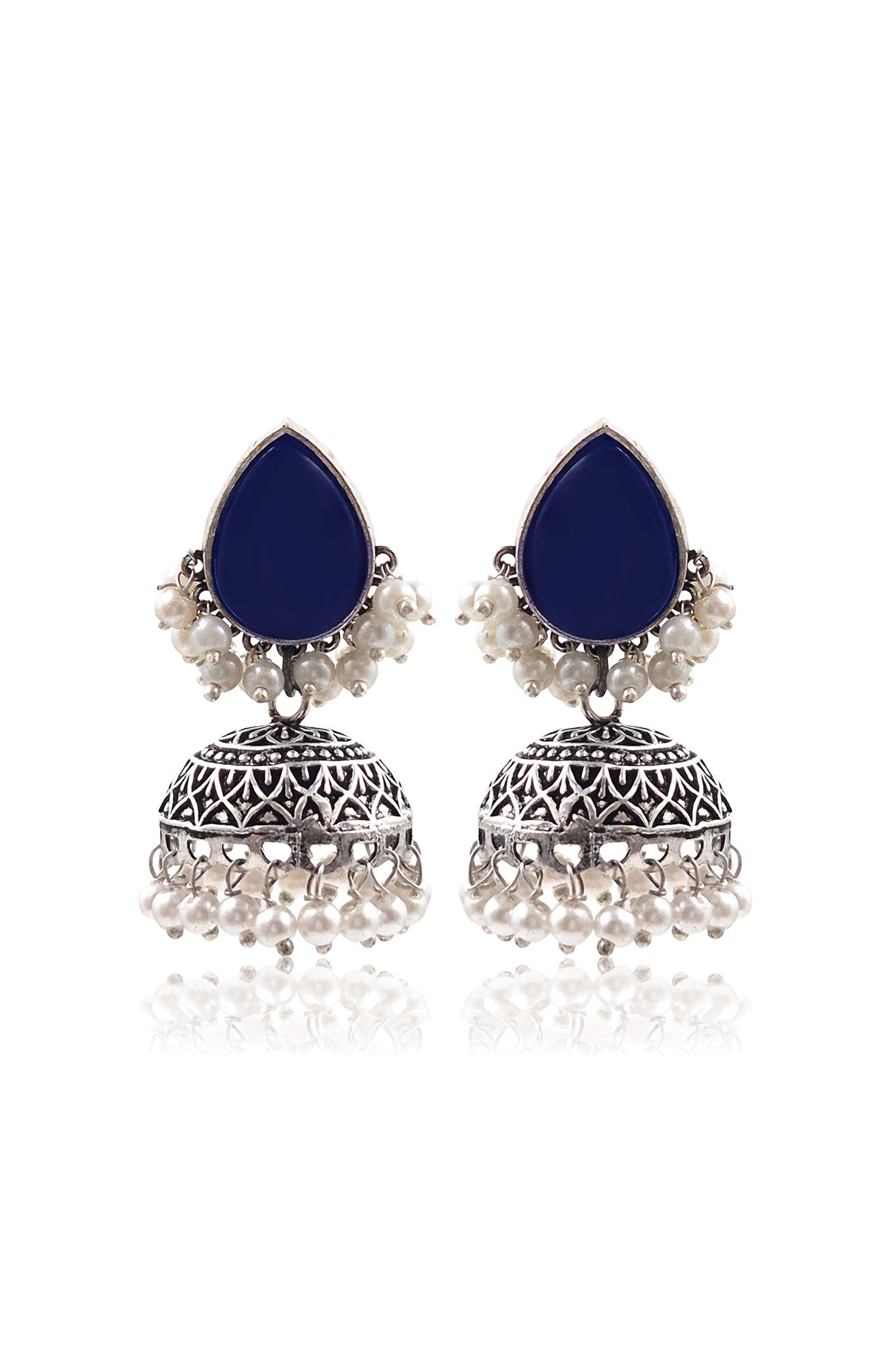 MOON OXIDISED JHUMKA EARRINGS