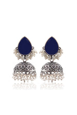 Load image into Gallery viewer, Moon Jhumka Stone Earrings