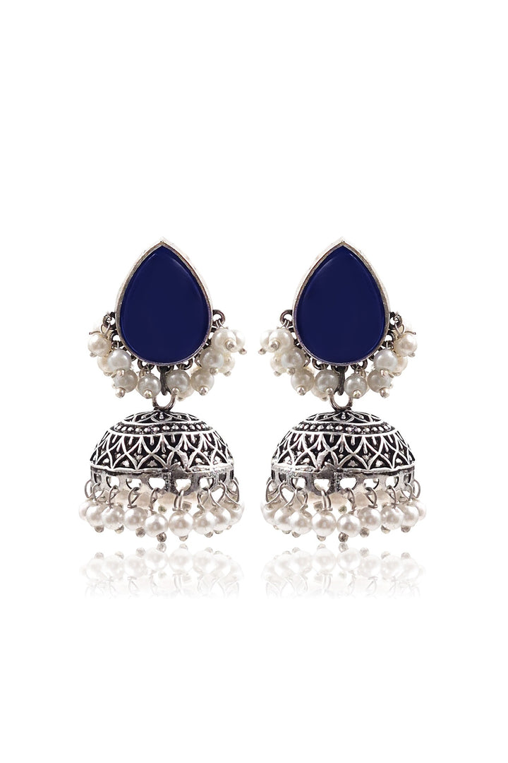 Moon Jhumka Stone Earrings
