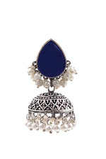 Load image into Gallery viewer, Moon Jhumka Stone Earrings