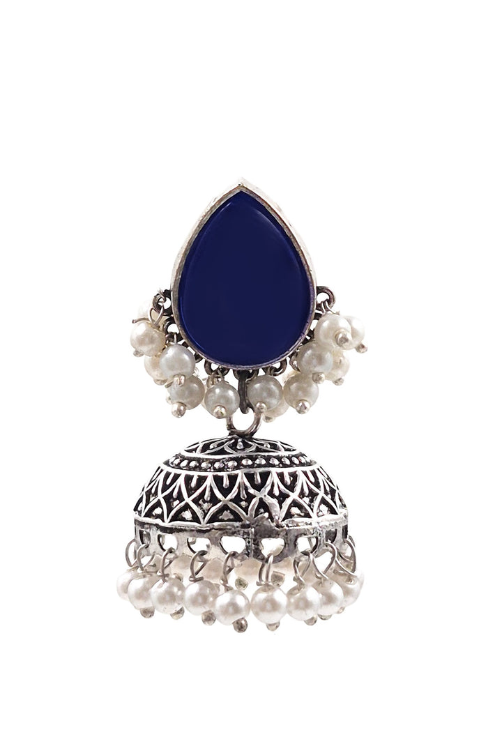 Moon Jhumka Stone Earrings