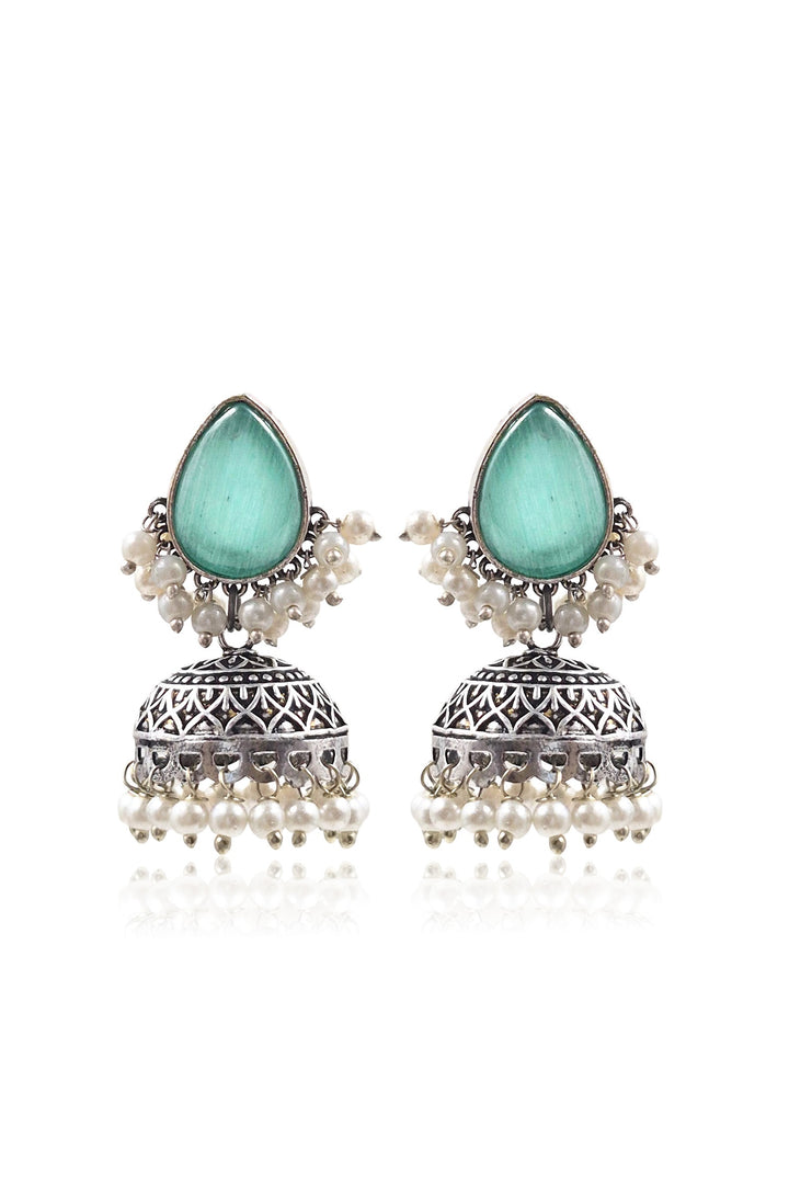 Moon Jhumka Stone Earrings