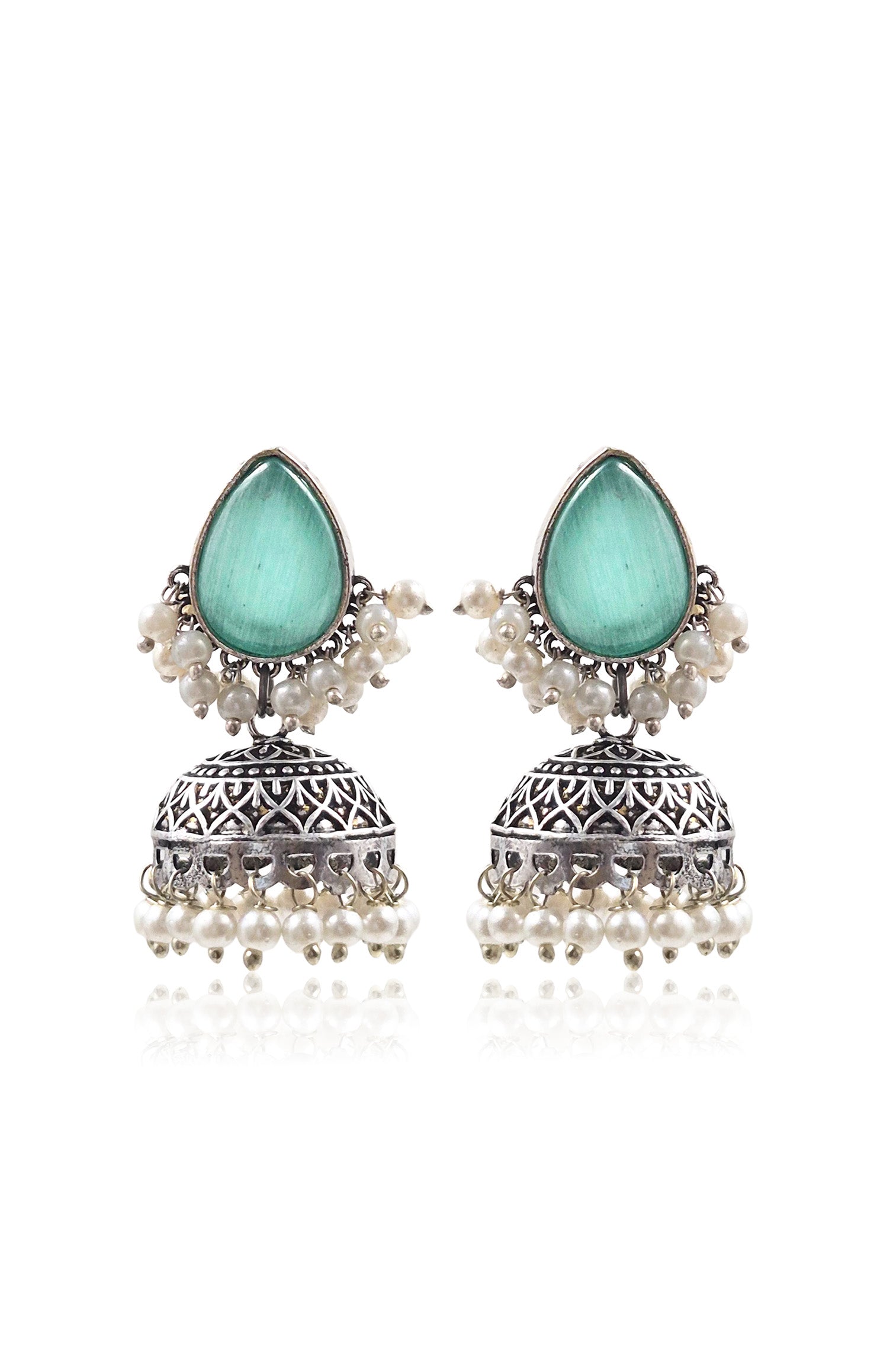 MOON OXIDISED JHUMKA EARRINGS