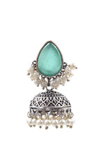 Load image into Gallery viewer, Moon Jhumka Stone Earrings
