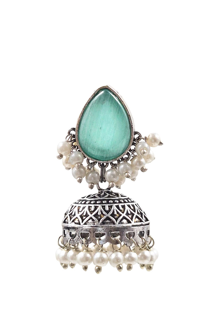 Moon Jhumka Stone Earrings