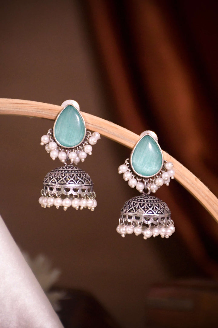 Moon Jhumka Stone Earrings