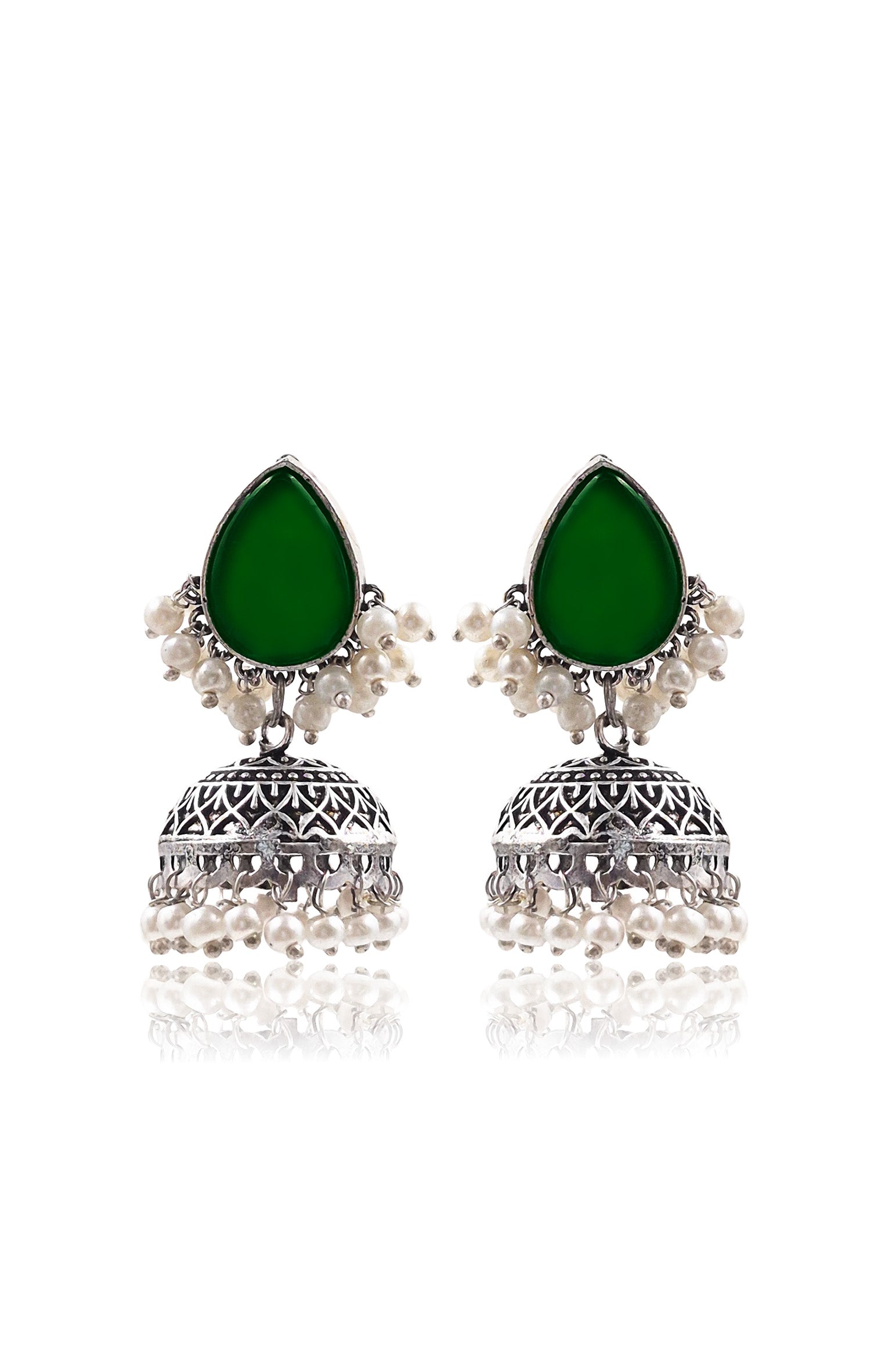 MOON OXIDISED JHUMKA EARRINGS