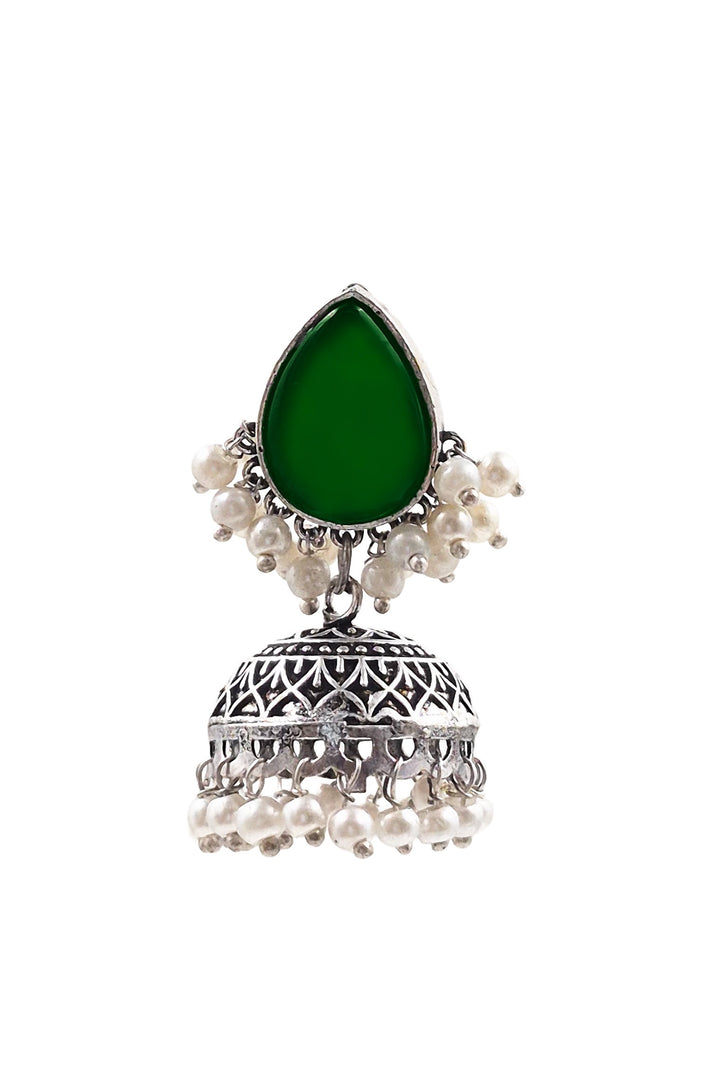 Moon Jhumka Stone Earrings