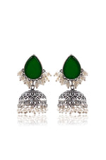 Load image into Gallery viewer, Moon Jhumka Stone Earrings