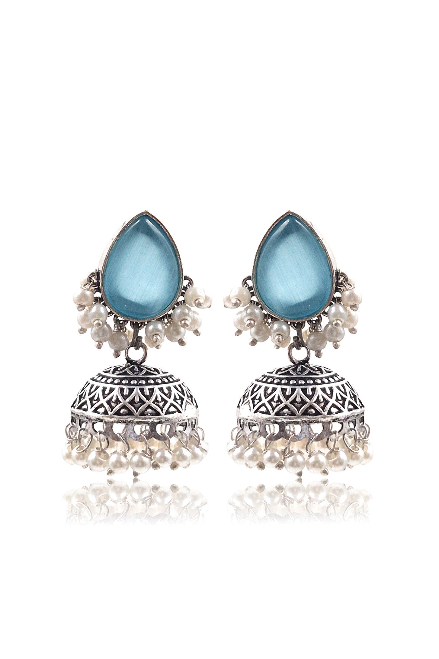 MOON OXIDISED JHUMKA EARRINGS