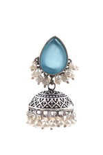 Load image into Gallery viewer, Moon Jhumka Stone Earrings