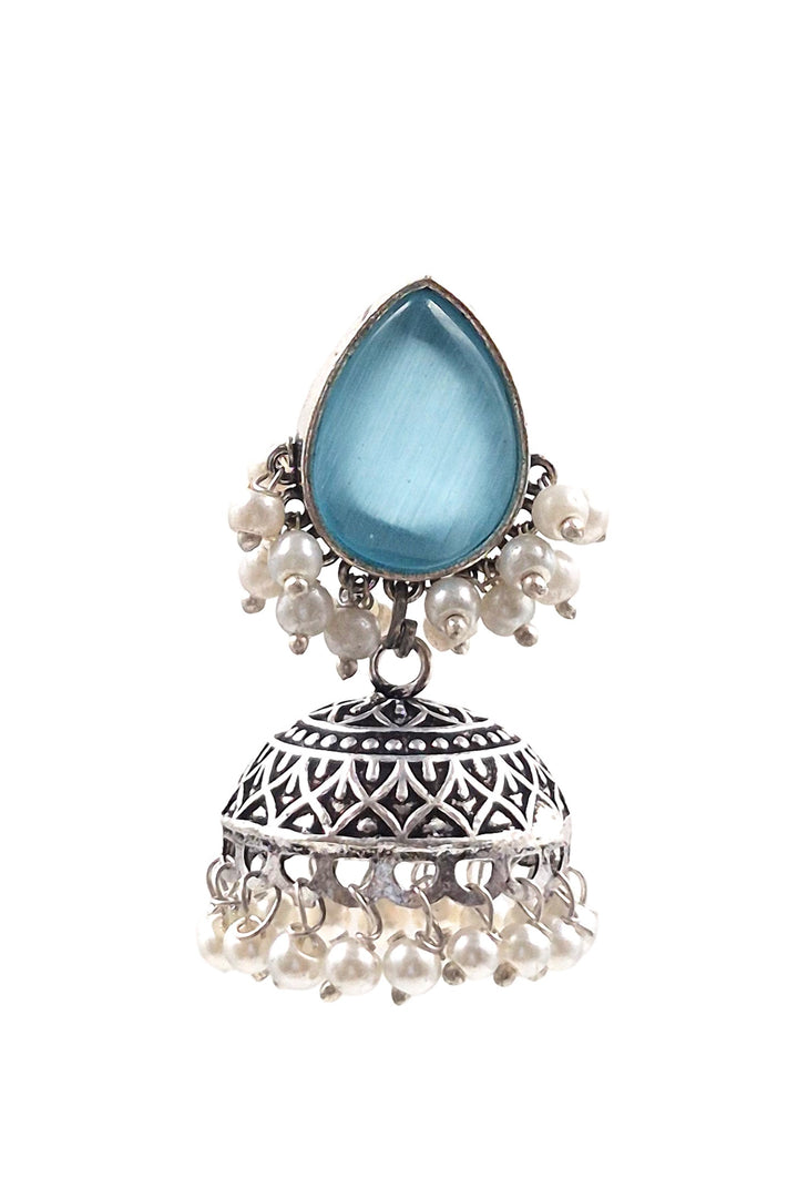 Moon Jhumka Stone Earrings