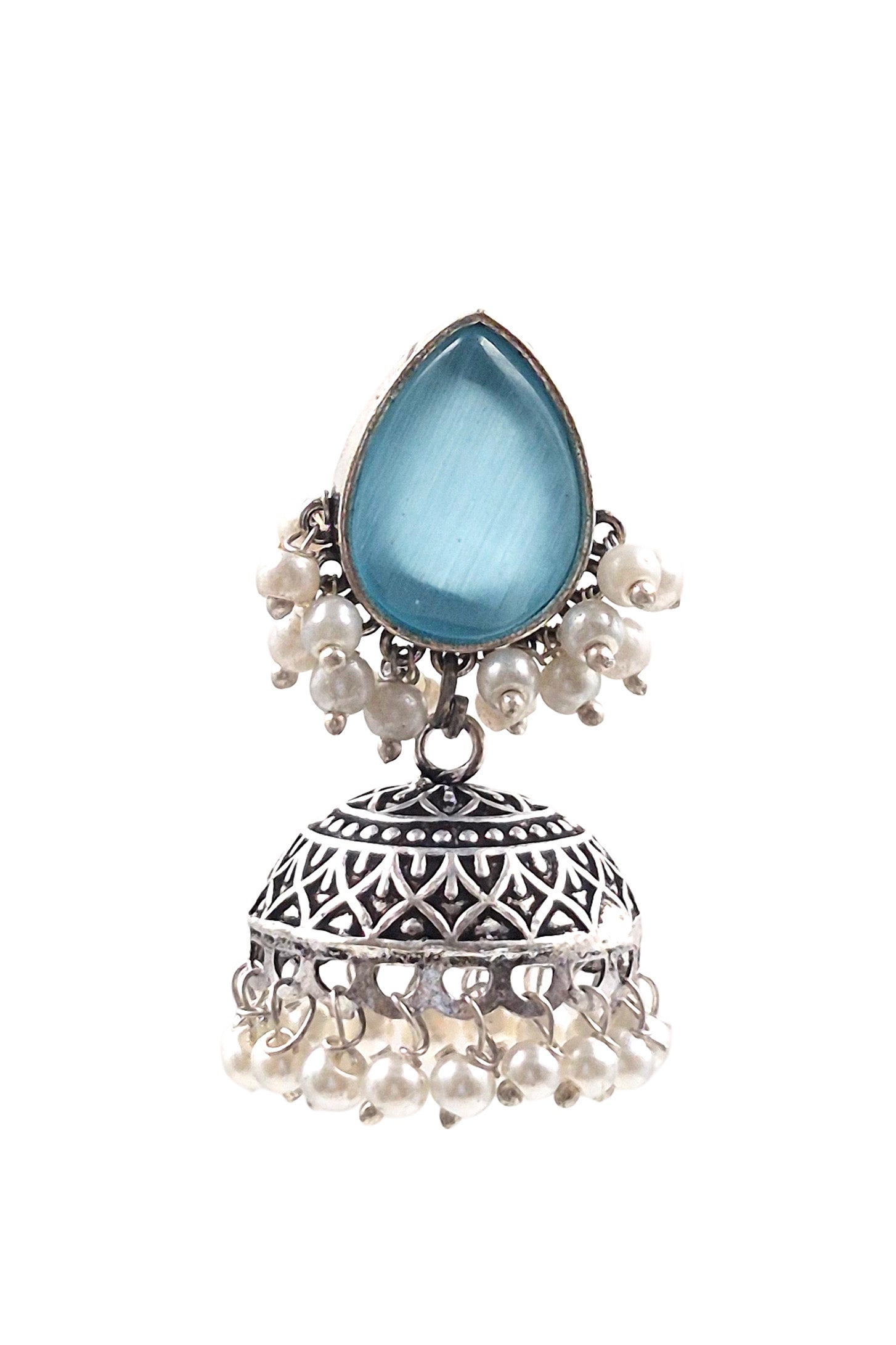 MOON OXIDISED JHUMKA EARRINGS