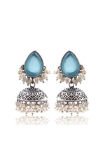 Load image into Gallery viewer, Moon Jhumka Stone Earrings