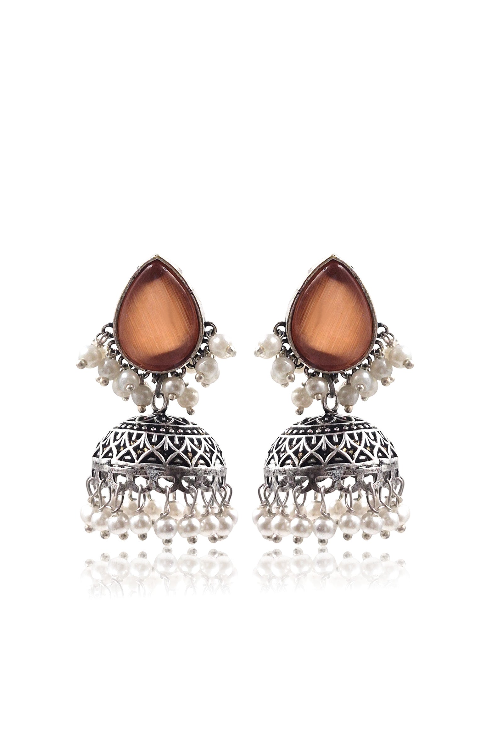 MOON OXIDISED JHUMKA EARRINGS