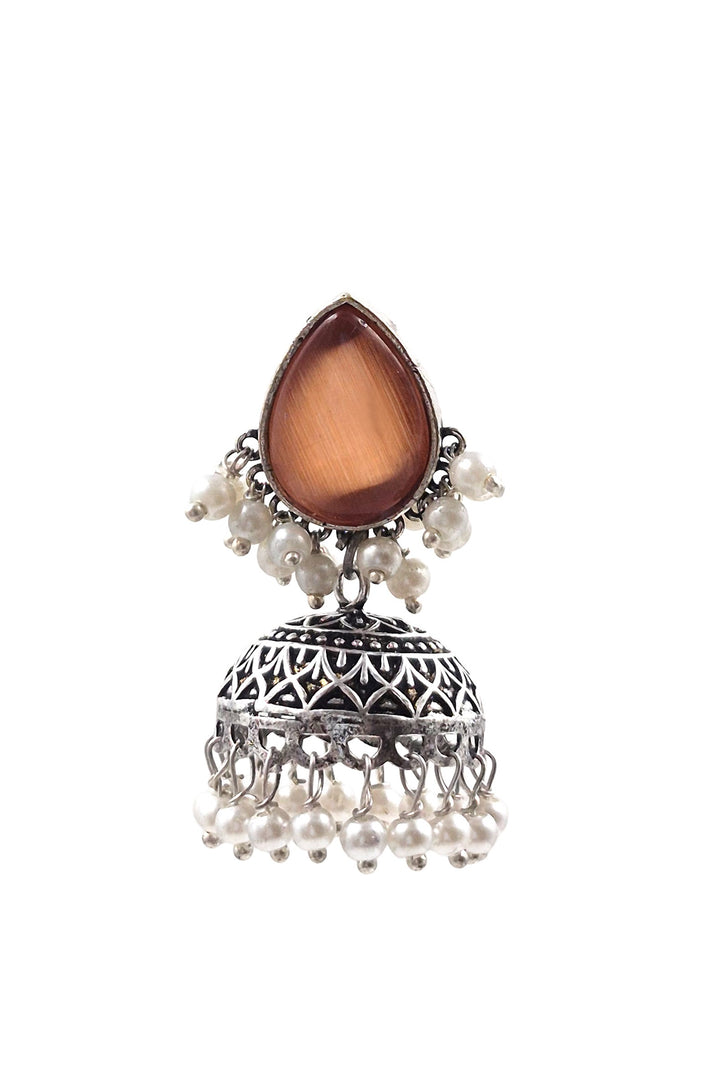 Moon Jhumka Stone Earrings