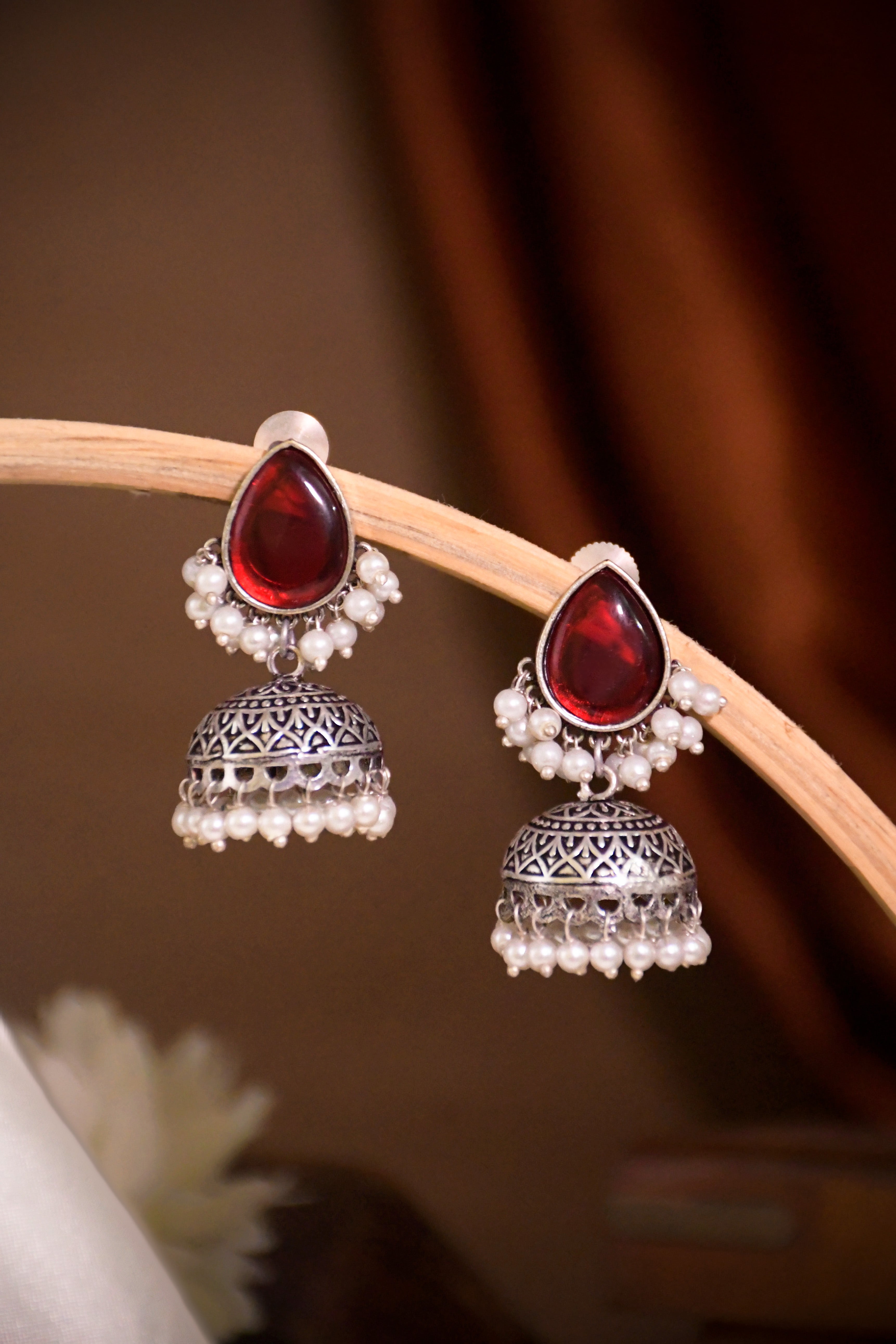 MOON OXIDISED JHUMKA EARRINGS