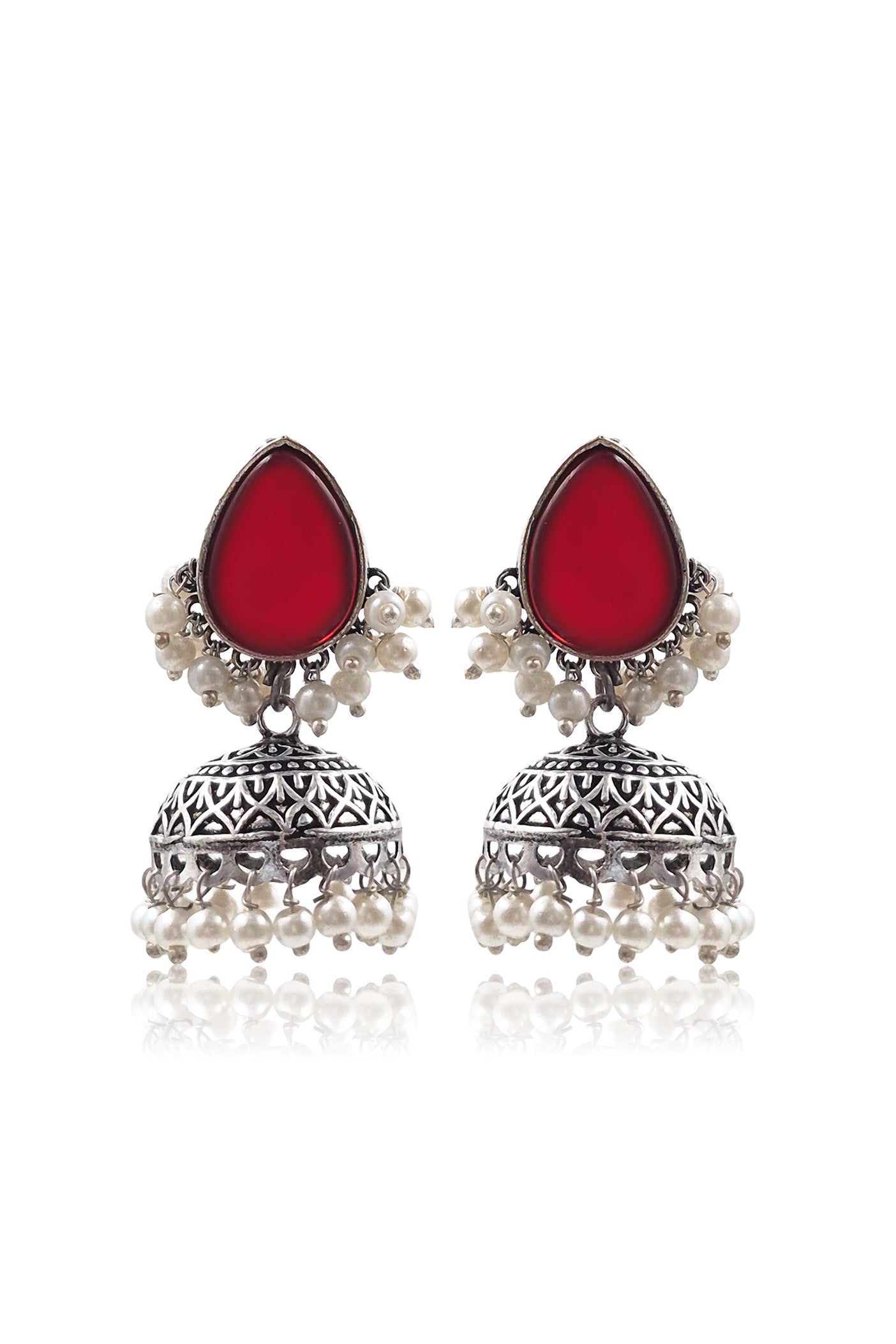 MOON OXIDISED JHUMKA EARRINGS