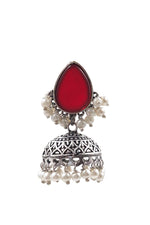 Load image into Gallery viewer, Moon Jhumka Stone Earrings