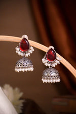 Load image into Gallery viewer, Moon Jhumka Stone Earrings