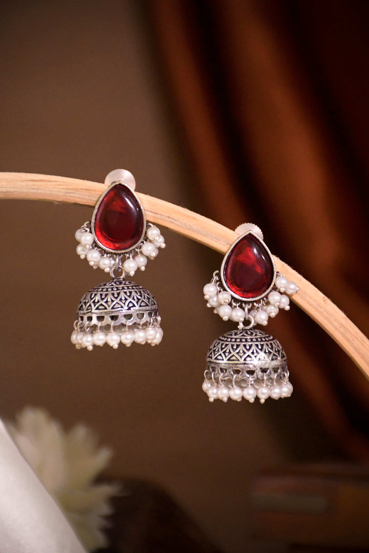 Moon Jhumka Stone Earrings
