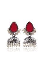 Load image into Gallery viewer, Moon Jhumka Stone Earrings