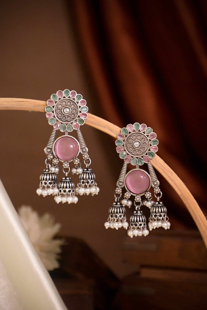 Shiya Jhumka Stone Earrings