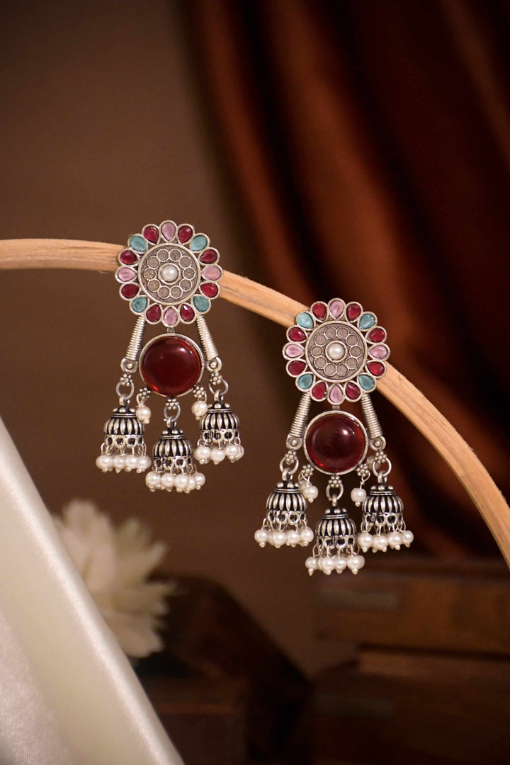 Shiya Jhumka Stone Earrings
