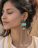 Load image into Gallery viewer, Mira Kashmiri Earrings Turquoise angle 2 - Naman Arts