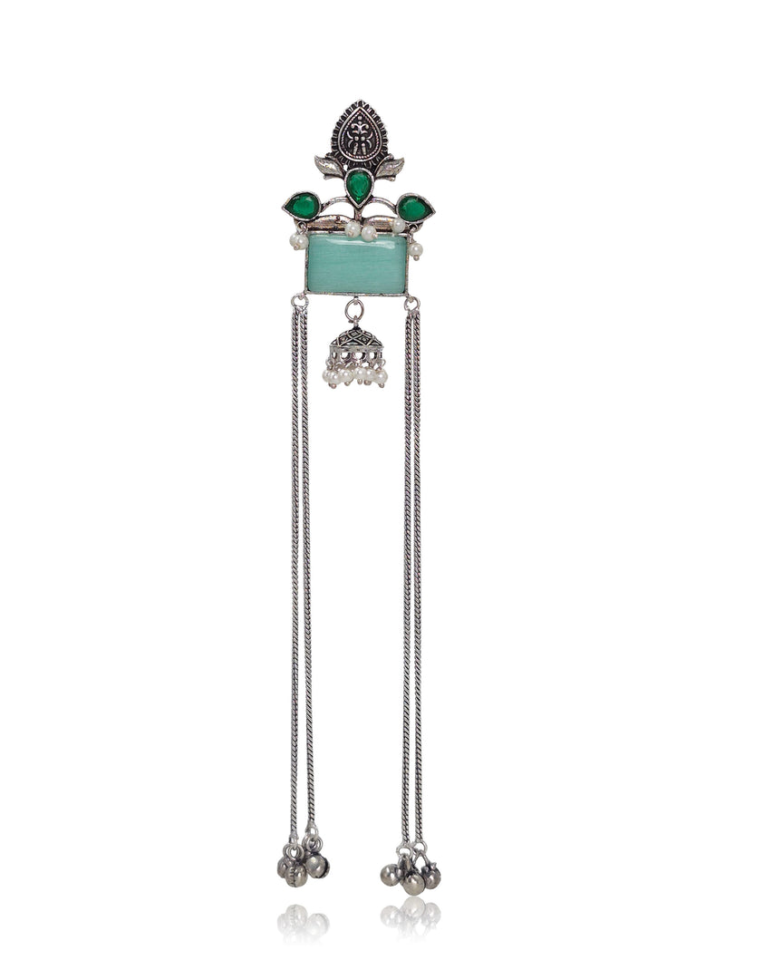 Mira Kashmiri Earrings Turquoise worn - Naman Arts