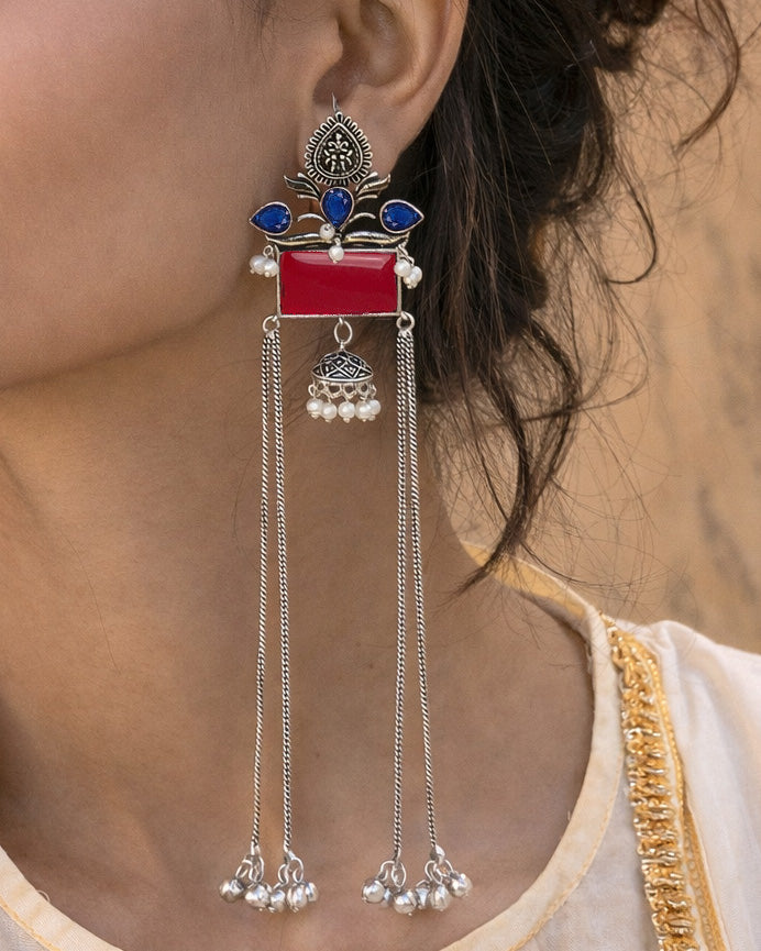 Mira Kashmiri Earrings Maroon - Naman Arts