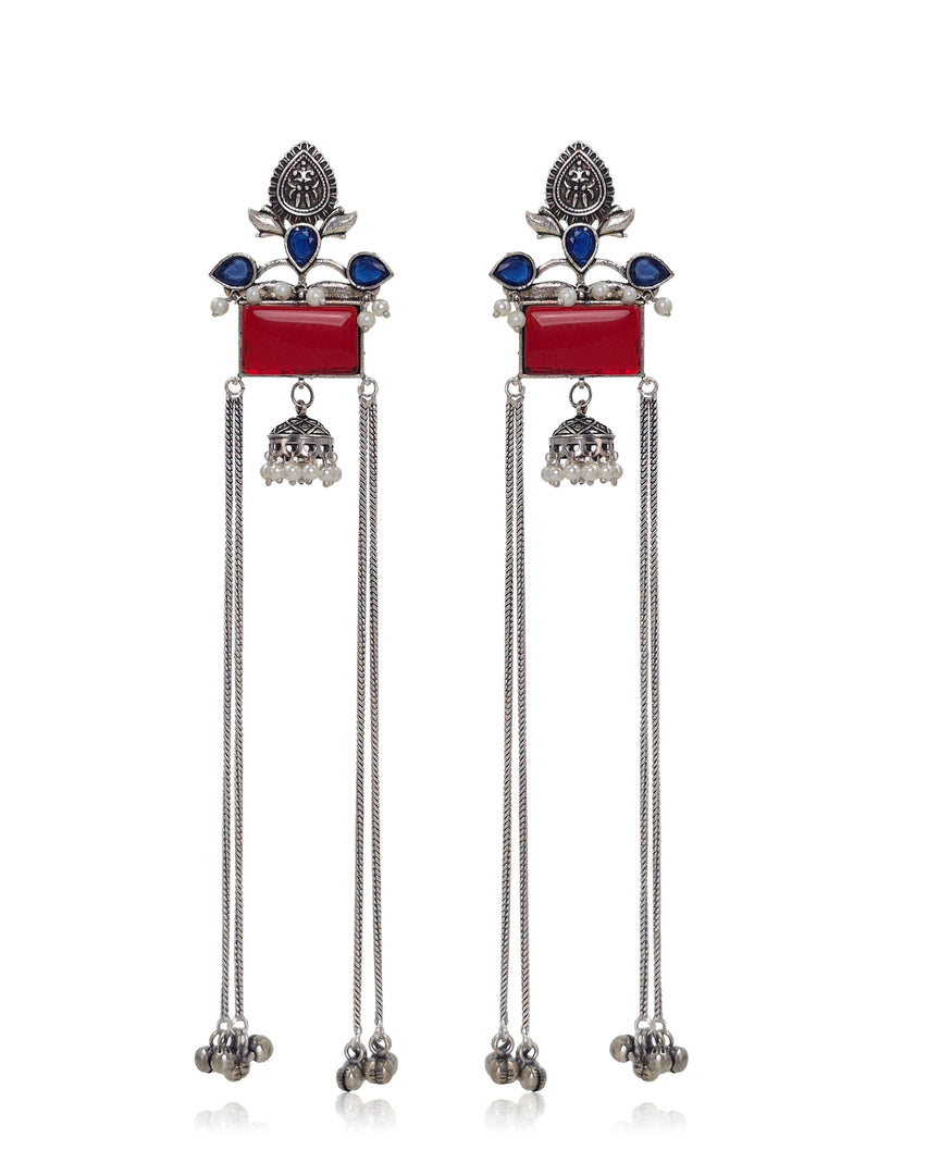 Mira Kashmiri Earrings Maroon detail - Naman Arts
