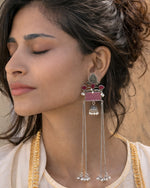 Load image into Gallery viewer, Mira Kashmiri Earrings Pink angle 2 - Naman Arts