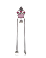 Load image into Gallery viewer, Mira Kashmiri Earrings Pink worn - Naman Arts