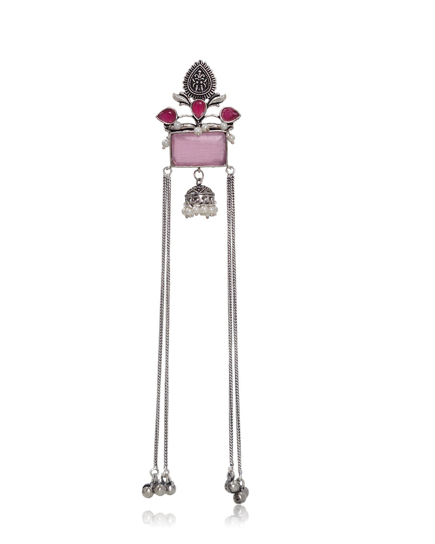 Mira Kashmiri Earrings Pink worn - Naman Arts