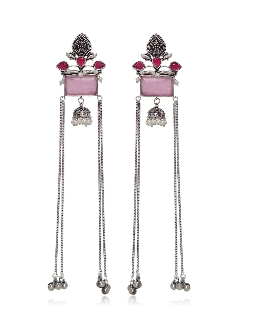 Mira Kashmiri Earrings Pink detail - Naman Arts