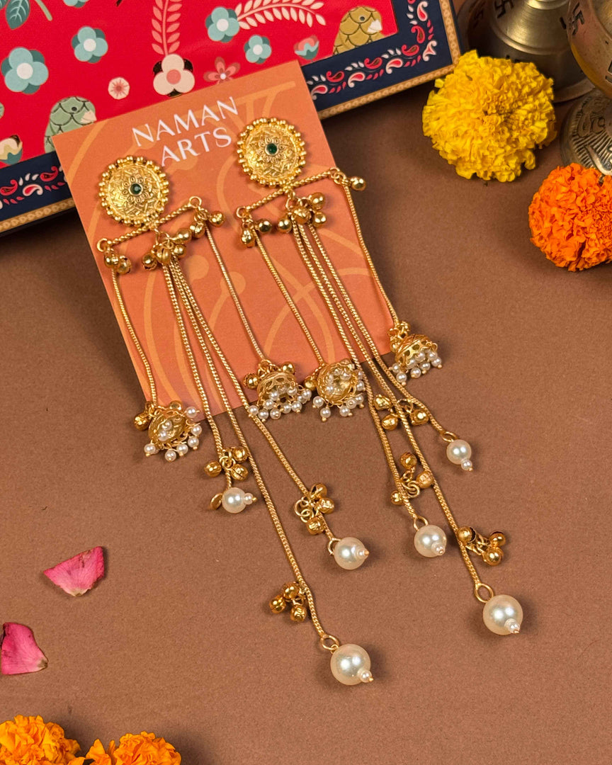 Kashmiri earrings from golden Rakshabandhan hamper - Naman Arts