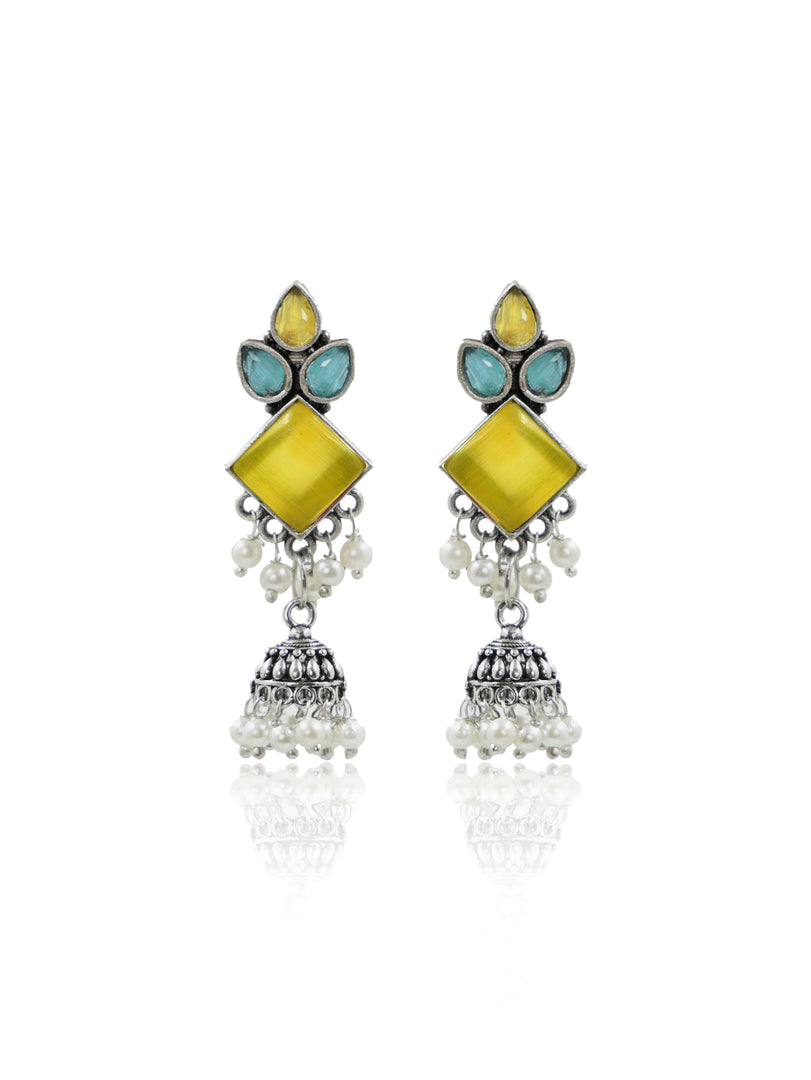 Rutvi Jhumka Stone Earrings