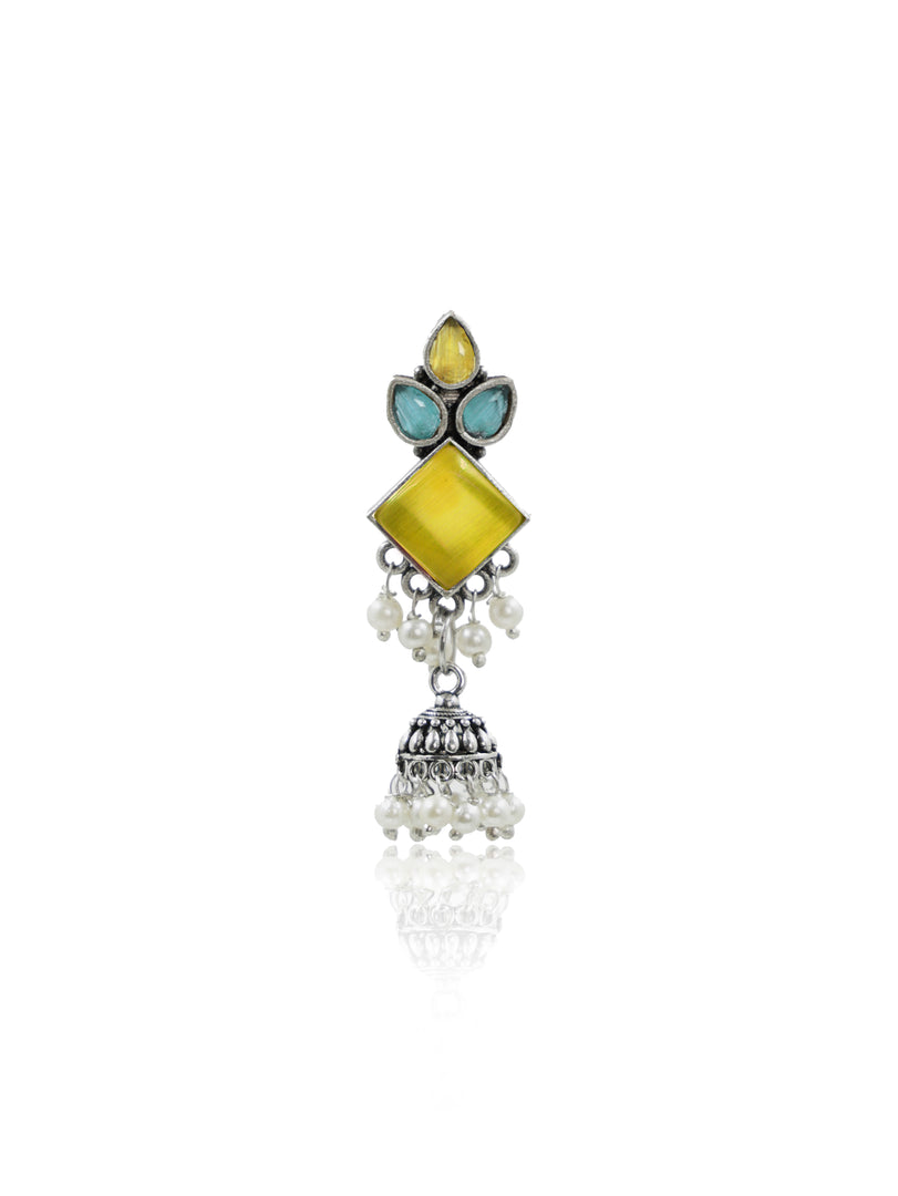 Rutvi Jhumka Stone Earrings